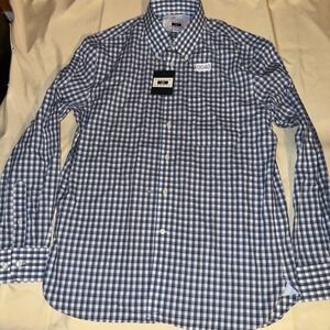 Joseph Abboud Mens Blue White Gingham Check Button Down Shirt Modern Fit L NWT